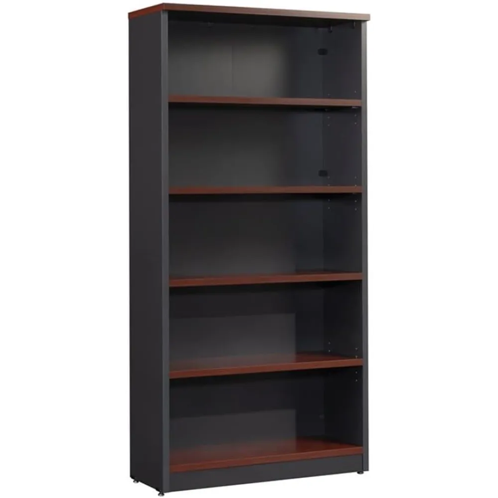 Sauder 5-Shelf Library Bookcase in Classic Cherry