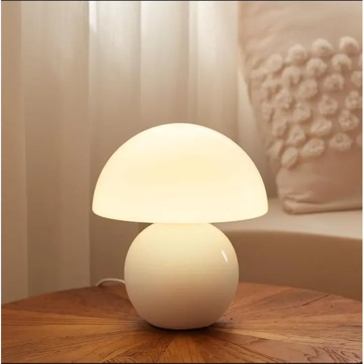 Mushroom Lamp Table Lamp for Bedroom,Desk Bedside Small Lamps for Living Room Night Stands,Mushroom Decor Cute Mini Modern Mid Century Lamps,Unique Aesthetic Home Living Room Decor(White)