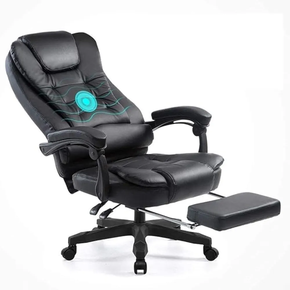 Home Work Chair Boss Chair Computer Chair Fixed Arms for Office Desk Ergonomically Comfortable Upholstered Seat with Rocker and Height Adjustment Padded Armrests and Foot Rests