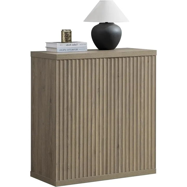 SICOTAS Buffet Cabinet with Storage Accent Sideboard Modern Credenza with Doors & Shelves Fluted Media Console Mid Century Coffee Bar Table for Living Room Kitchen Dining Room Hallway (1PCS)