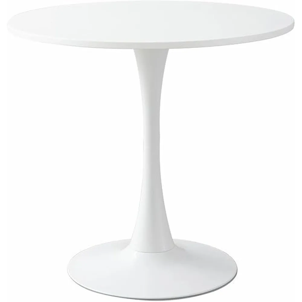 24 inch Small Round Dining Table for 2-4 People, Mid Century Modern Wood Tulip Table for Kitchen, Living Room, Restaurant, Office, Cafe, White