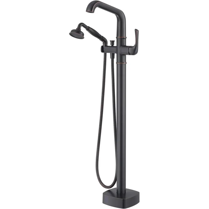 Luxury Free Standing Tub Faucet, Classic Brass Freestanding Bathtub Faucet, Lexdale Bathroom Floor Mount Tub Filler with handheld Sprayer Supply Lines Included Oil Rubbed Bronze (LD8911-ORB)