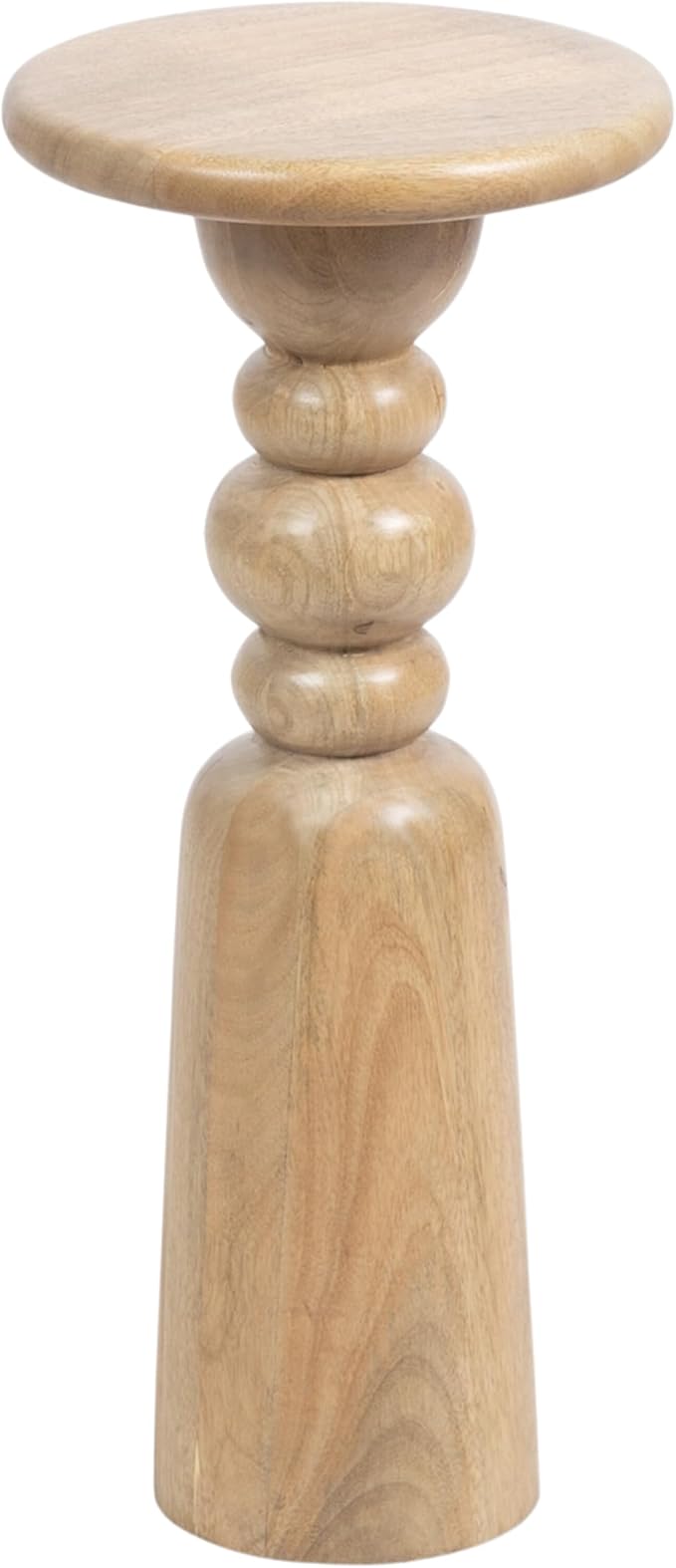 Kate and Laurel Tirollo Modern Round Drink Table, 10 x 10 x 22, Natural Wood, Living Room Accent Pedestal Table with Turned Base for Use as Indoor Plant Stand