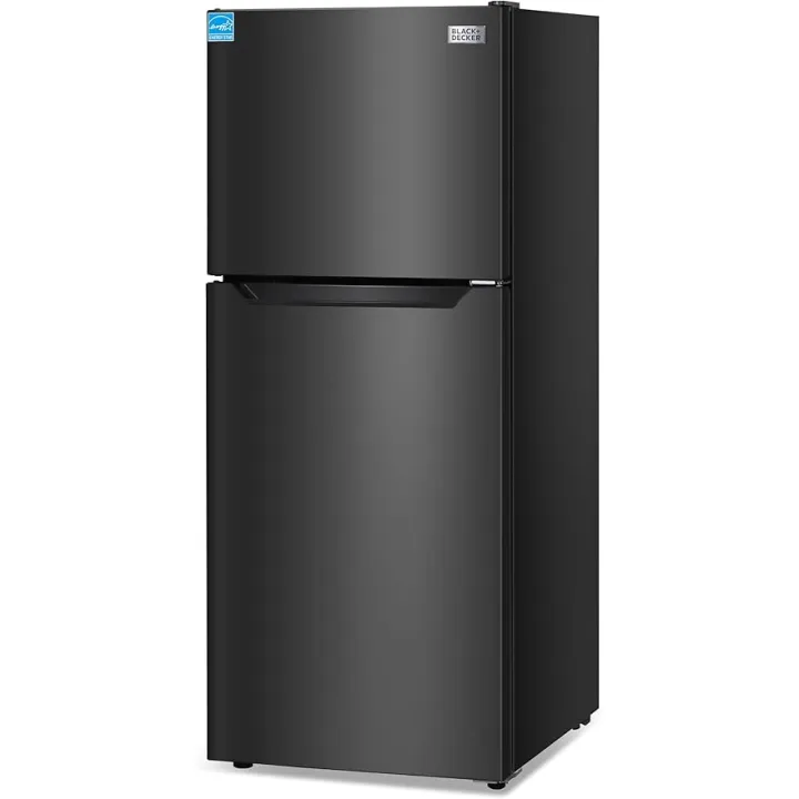 BLACK+DECKER 10 Cu. Ft. Top Mount Refrigerator with Freezer, 2 Door Refrigerator with Top Freezer and Adjustable Temperature Control, ENERGY STAR,BR1000HB, Black