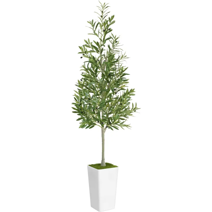 Artificial Olive Tree 6ft - Realistic Tall Fake Plants for Office Living Room Bedroom Home Decor Indoor - Faux Floor Green Silk House Corner Large Potted Plants