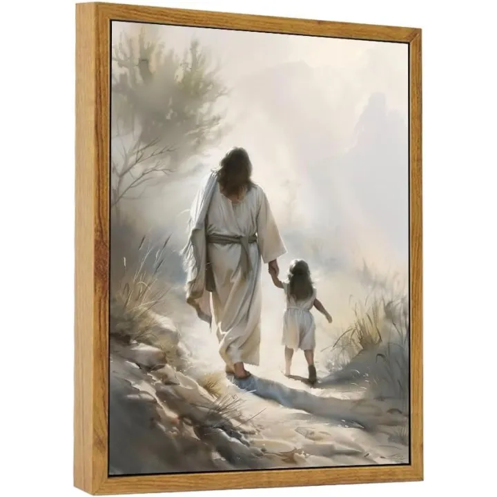 ARTZIO Canvas For Painting With Framed Jesus Religious Wall Art，Home Kids Girls Room Decor，House Decorations Living Room，Bedroom Decor Aesthetic,8x10in Ready To Hang