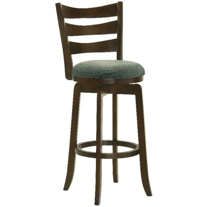 Pemberly Row Wood Pub Height Swivel Bar Stool Dark Cherry and Hunter Green