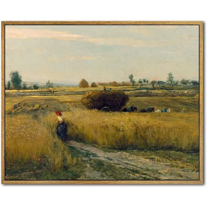 Vintage Meadow Wall Art - Farm Landscape Canvas - French Field Pictures - Country Landscape Poster - Vintage Autumn Field Print - Countryside Artwork - 8x10 Inch Frame