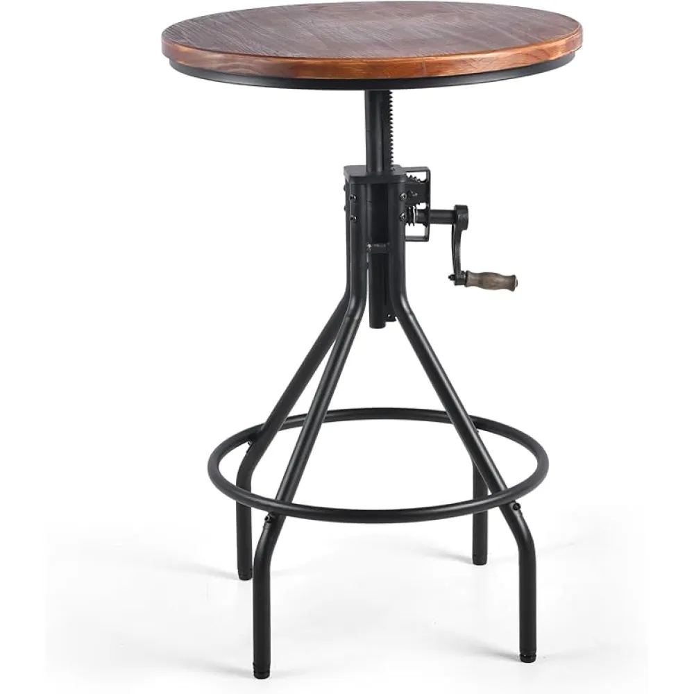 Diwhy Industrial Design Bar Table Height Adjustable with Handle Kitchen Dining Coffee Bistro Pub Table Black