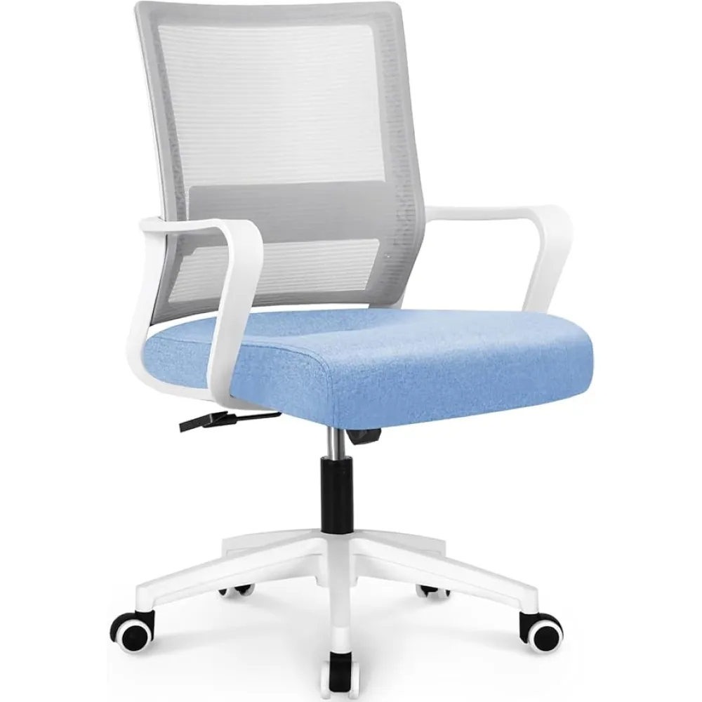 NEO CHAIR Office Chair Gaming Desk Computer Chair Ergonomic Mesh Mid Back with Wheels Lumbar Support Comfy Swivel Adjustable for Home (Grey)