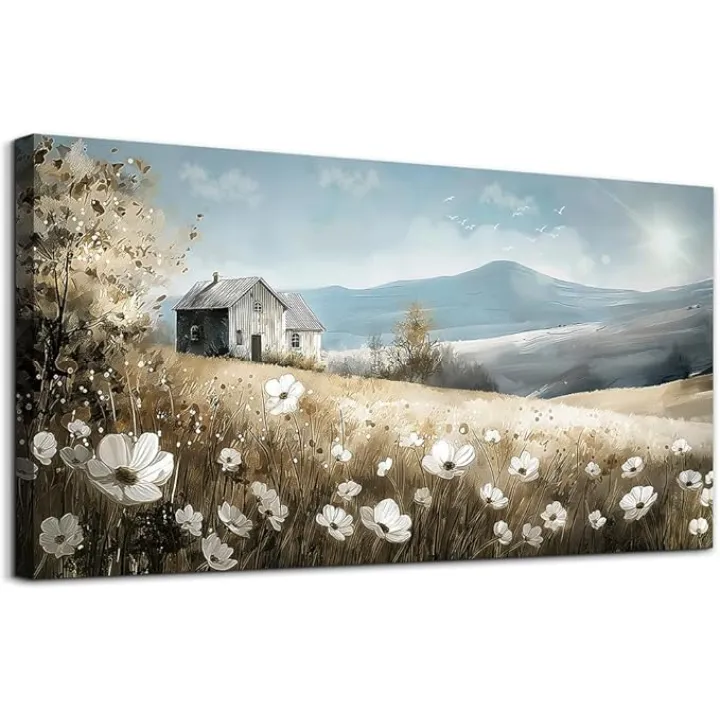 Wapluam Large Canvas Wall Decor For Living Room Wall Art For Bedroom Office Decorations Field Scenery Watercolour Wall Paintings Stretched And Framed Wall Pictures Artwork Home Decor Ready To Hang