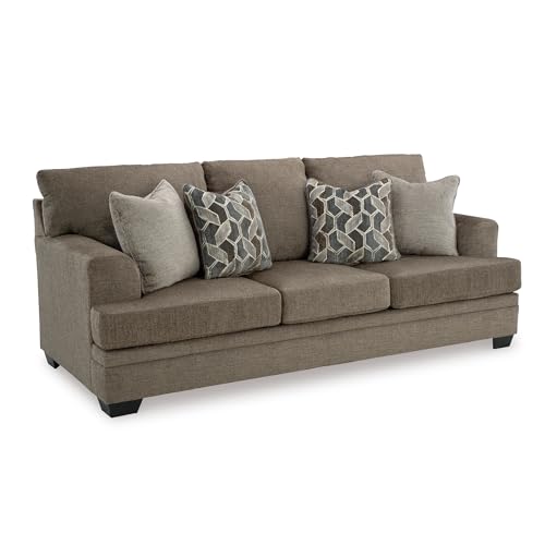 Signature Design by Ashley Stonemeade Contemporary Sofa Sleeper with Folding Gel Memory Foam Mattress, Reversible Cushions and 4 Accent Pillows, Queen, Dark Brown