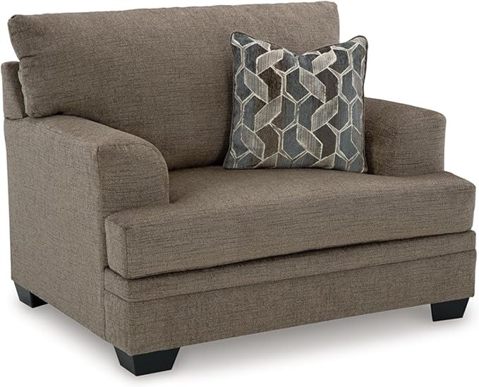 Signature Design by Ashley Stonemeade Urban Upholstered Oversized Chair with Reversible Seat Cushion, 1 Throw Pillow and Track Arms, Gray