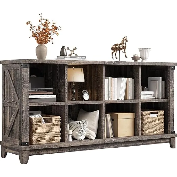 EnHomee 8 Cube Storage Organizer and Shelves, Cube Shelf Bookshelf for Home and Bedroom, Black Oak