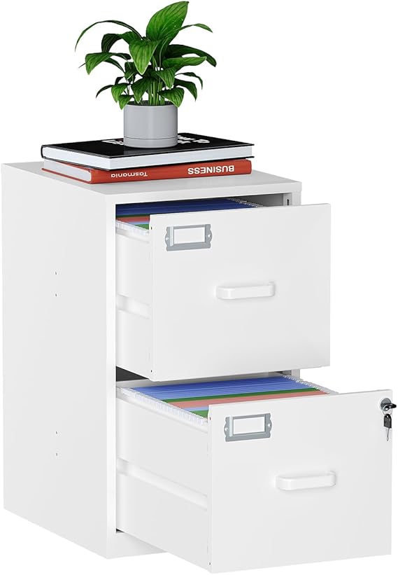 MIIIKO 3 Drawer File Cabinet on Wheels, Home Office Mobile File Drawers Under Desk, Full Assembled White Filing Cabinets with Lock for Legal/Letter/A4 File Folders