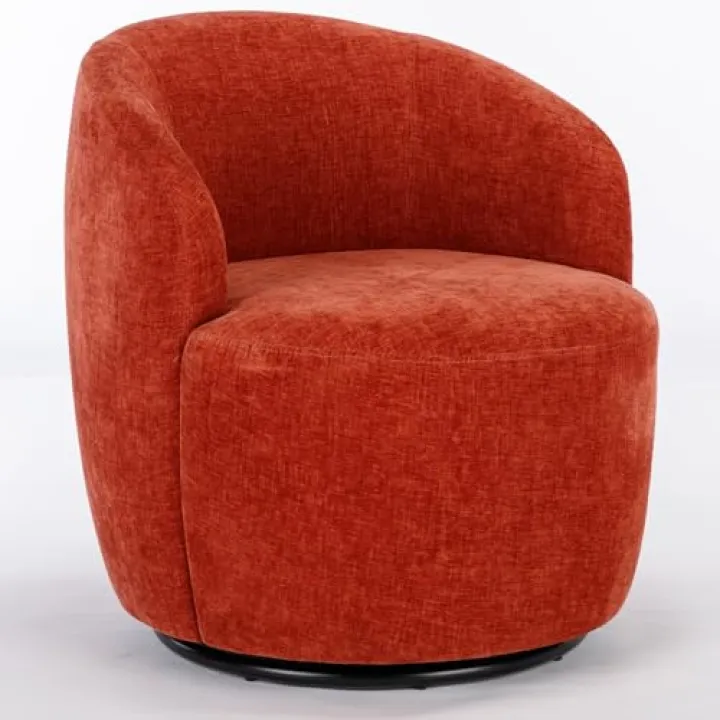 360 Degree Swivel Accent Chairs Living Room Chair, Chenille Fabric Lounge Chair Comfy Armchair Barrel Chair with Wide Upholstered for Bedroom, Reading Room, Office, Waiting Rooms, Orange
