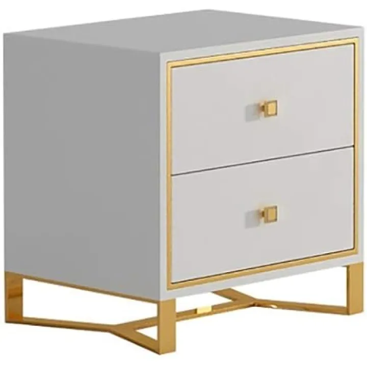 Postmodern Simple Nightstand Bedside Table with Drawer for Bedroom Bedside Table Stainless Steel Locker Storage Cabinet Black and White Paint Low Cabinet Bedside Cabinet lofty ambition