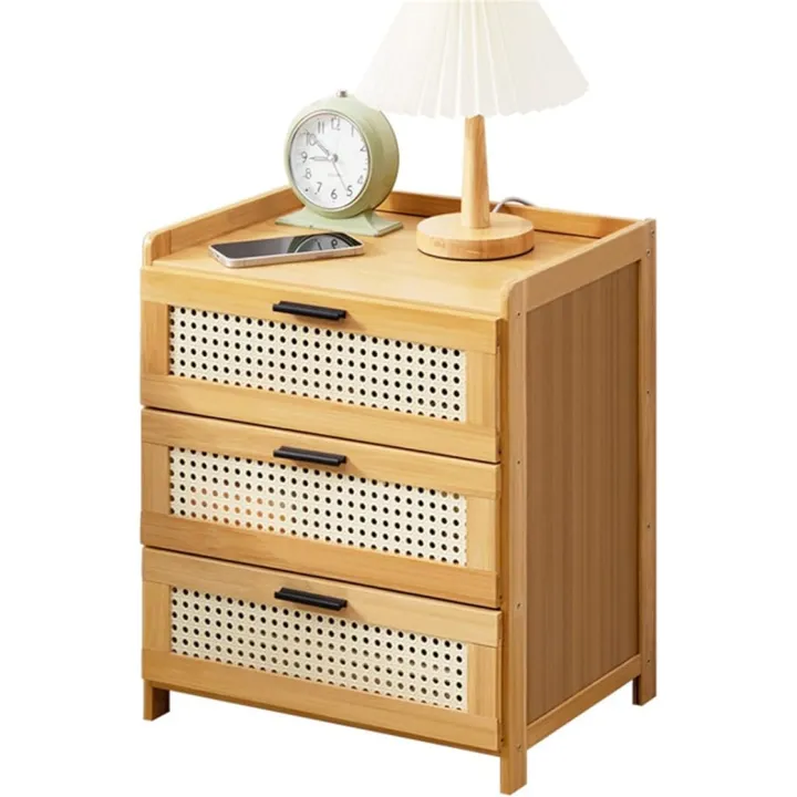 Night Stand Bedside Table Drawer Design Narrow Table mesh Breathable Coffee Table Two-Way Sliding Door Bedroom Furniture