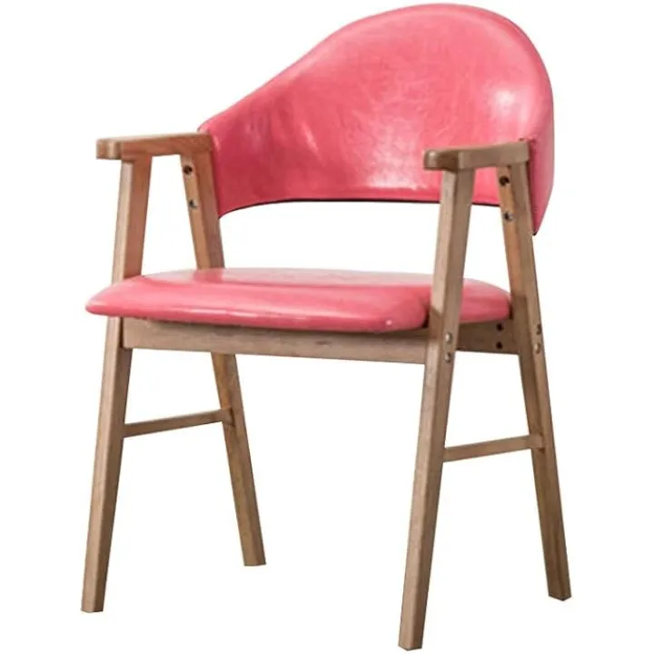 Kitchen Dining Chairs,with Backrest Soft Cushion Dining Room Hotel Solid Wood Chair Household Desk Chair Chair(Pink)