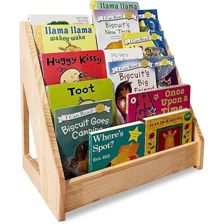 5-Tier Montessori Bookshelf - Front Facing Kids Bookshelf with Back Storage, Perfect for Toddler, Children's Room, and Reading Nook (Natural)