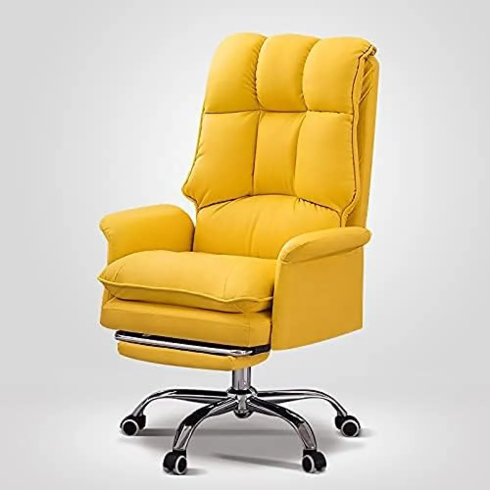 Office Chair,Computer PU Leather Desk Gaming Adjustable Leisure Home Office Furniture Sponge (Yellow with Pedal)