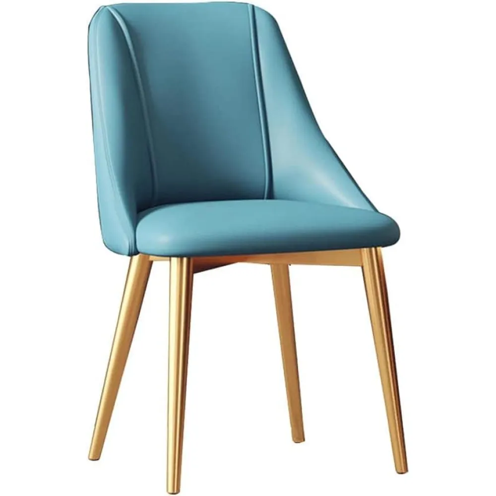 Dining Room s Dining s PU Leather Golden Legs Modern s Apartment Balcony Reception Chair (Color : Blue, Size : Golde (Blue Golden legs)