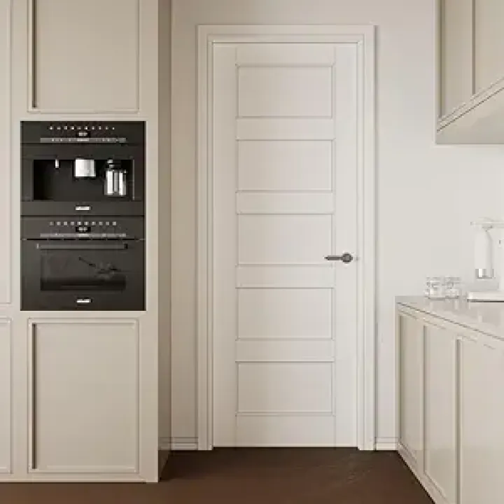 24''x80'' 5-Panel Solid Core Interior Door Slab Shaker, Pre-Built Panel for Barn Doors, Pocket Doors, French Door, for Pantry, Bedroom, Closet, Laundry & Bathroom, White Prefinish&Paintable