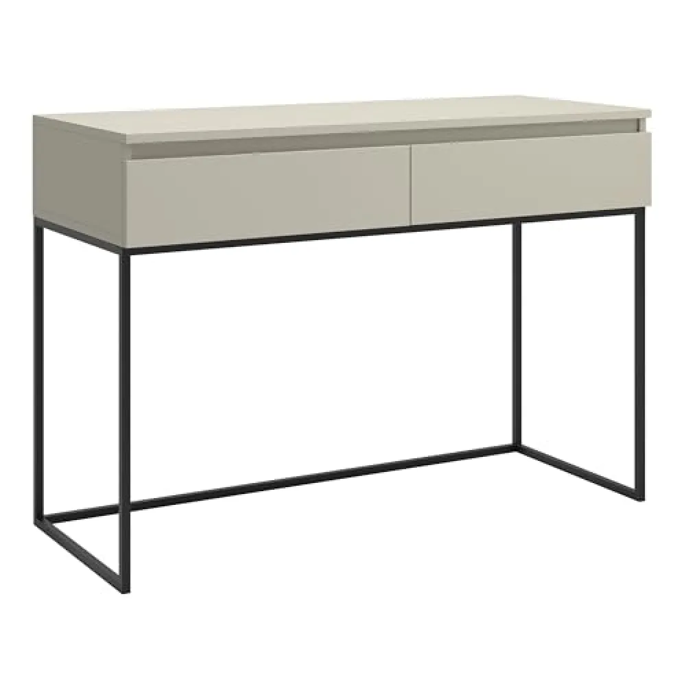 Selsey Desk Computer Desk Office Table with 2 Drawers Metal Frame 120 x 50 x 80 cm Taupe with Black Legs