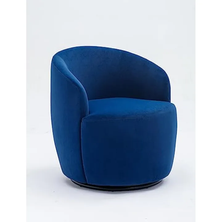 INMOZATA Swivel Barrel Chair Modern Swivel Accent Arm Chair Velvet Fabric Living Reading Lounge Chair for Bedroom Waiting Room Small Space,Blue