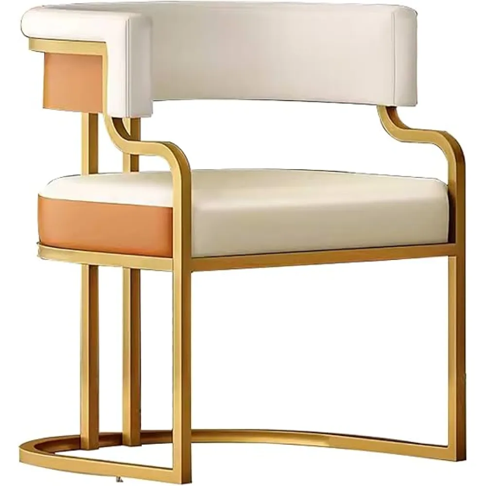 Indoor Kitchen Dining Chairs, Upholstered Home Side Chair, High Back Dining Chairs with Faux Leather for Milk Tea Shop Kitchen Dining Room(Orange)