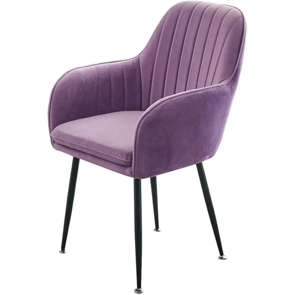 Kitchen Dining Chairs,Make up Nail Art Marriage Room Hotel Bedroom Study Hot Pot Restaurant Balcony Velvet Lounge Chair Chair(Color:Purple)