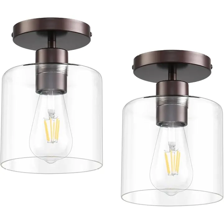 Oil Rubbed Bronze Semi Flush Mount Ceiling Light,Modern Farmhouse Ceiling Light Fixture for Closet Hallway Entryway,Hallway Light Fixture,Hanging Light Fixture 2 Pack