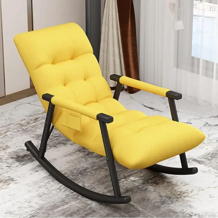 Home Work Chair Rocking Chair Nordic Home Single Recliner Casual Lounger Living Room Deckchair Bedroom Balcony Rocking Chair Sofa Lazy Chair (Whitedinosaur Doodle4)