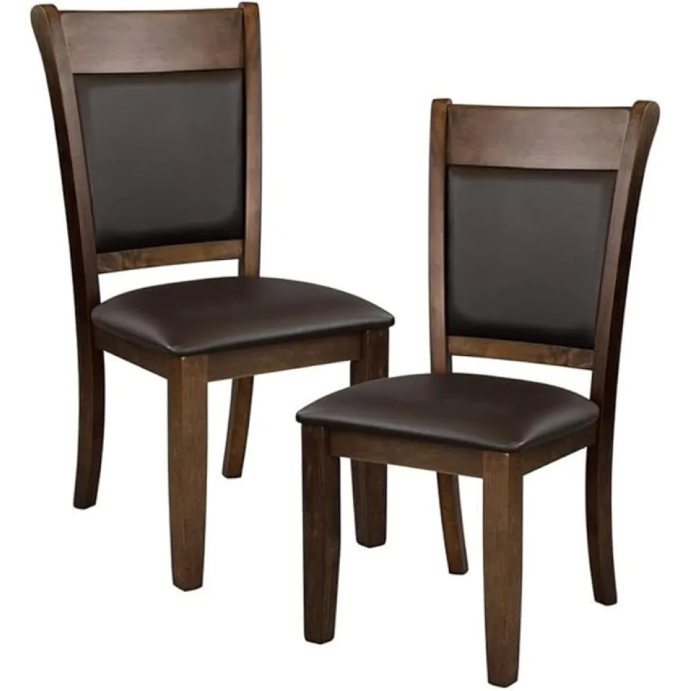 Pemberly Row 19" Transitional Wood Dining Room Side Chair in Brown (Set of 2)