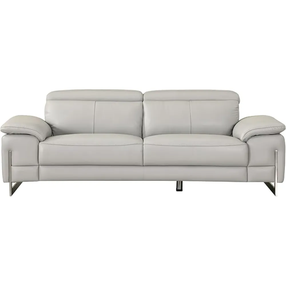 Global United Top Grain Italian Leather Sofa (Light Gray)