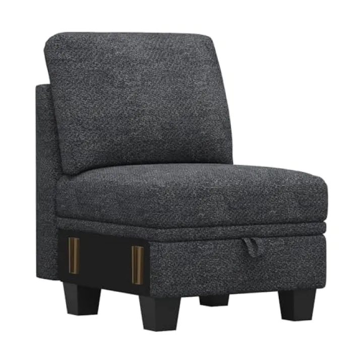 Belffin 22.8” Single Seat Module with Storage for Modular Sectional Sofa Couch. Dark Grey.