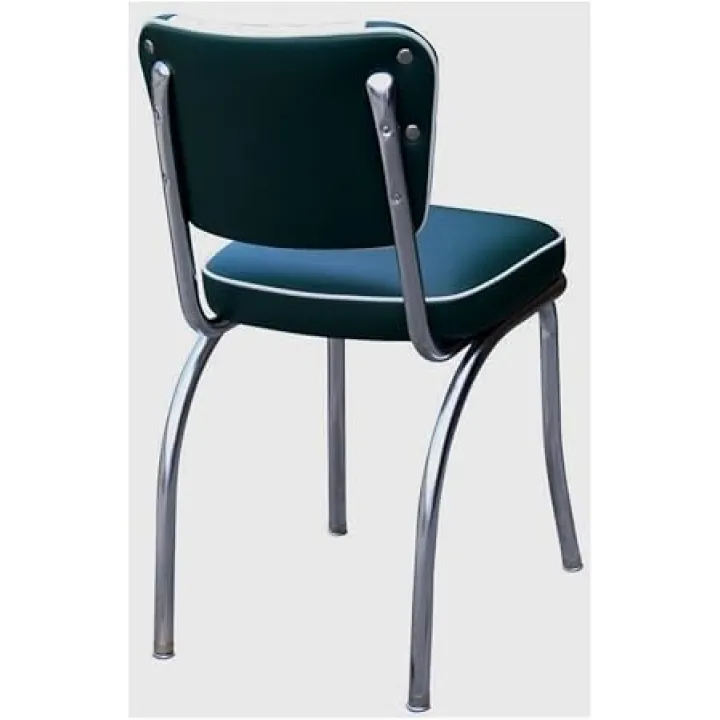 Mediterranean Magic Diner Chair with 2" Box Seat, Green/White, 18" Seat Height, Dual Toned, 19.5" D X 15.5" W X 31.5" H, Chrome Plated Steel Frame