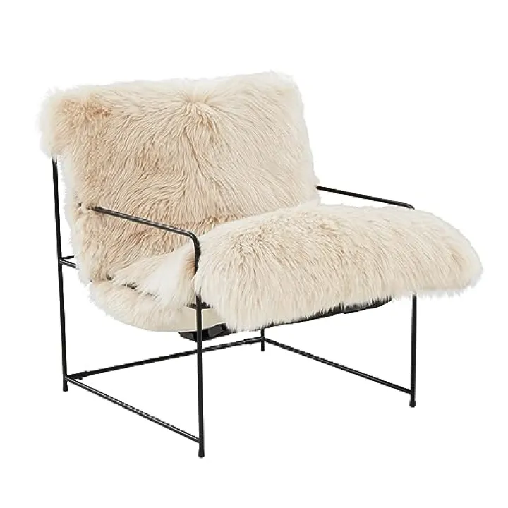 Tov Furniture Kimi Natural Genuine Sheepskin Upholstered Living Room Accent Chair