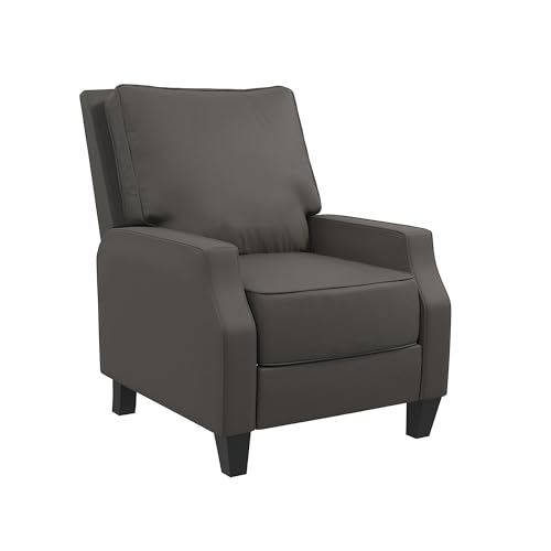 REALROOMS Reid Pushback Recliner, Living Room Chair, Charcoal Faux Leather