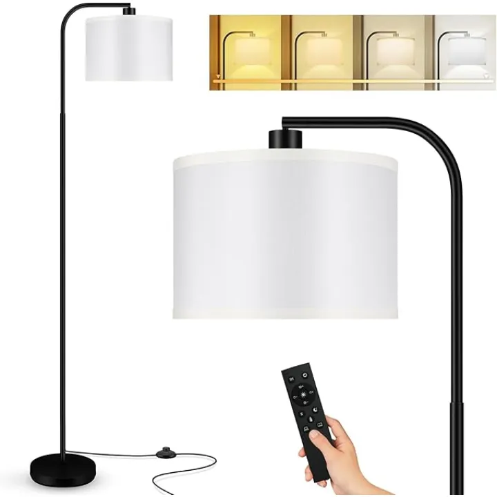 BoostArea Dimmable Floor Lamp for Living Room,Arc Sofa Lamps with Remote Control,Stepless Dimmable & Colors Temperature,2700k-6500k,67 in,Tall Modern Standing Lamp for Bedroom Study Room Office,White