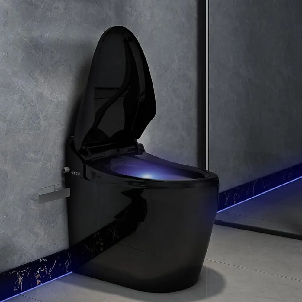 YOURLITE Bidet Toilet Seat, Elongated Toilet Seat Warm Water, Heated Seat Bidet with Remote Control,Self-cleaning Nozzle Temperature Adjustable LED Light, Need Electricity, Black