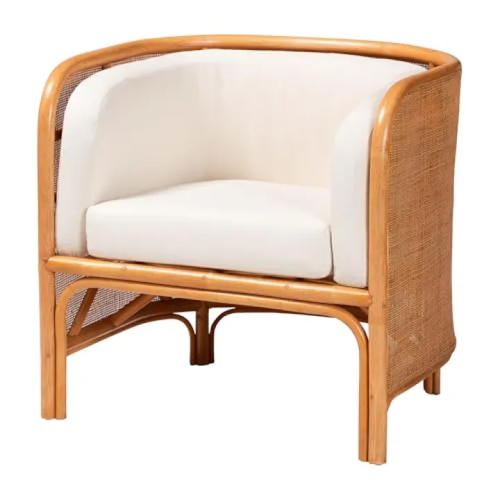 bali & pari Bandung Natural Rattan Accent Chair, Light Honey