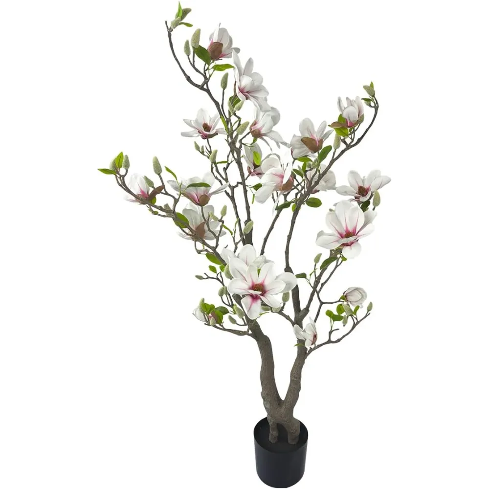 4ft Pink Artificial Magnolia Tree - Lifelike Faux Tree for Indoor/Outdoor Decor - Perfect for Home, Porch, or Office (1, Pink, 4ft)