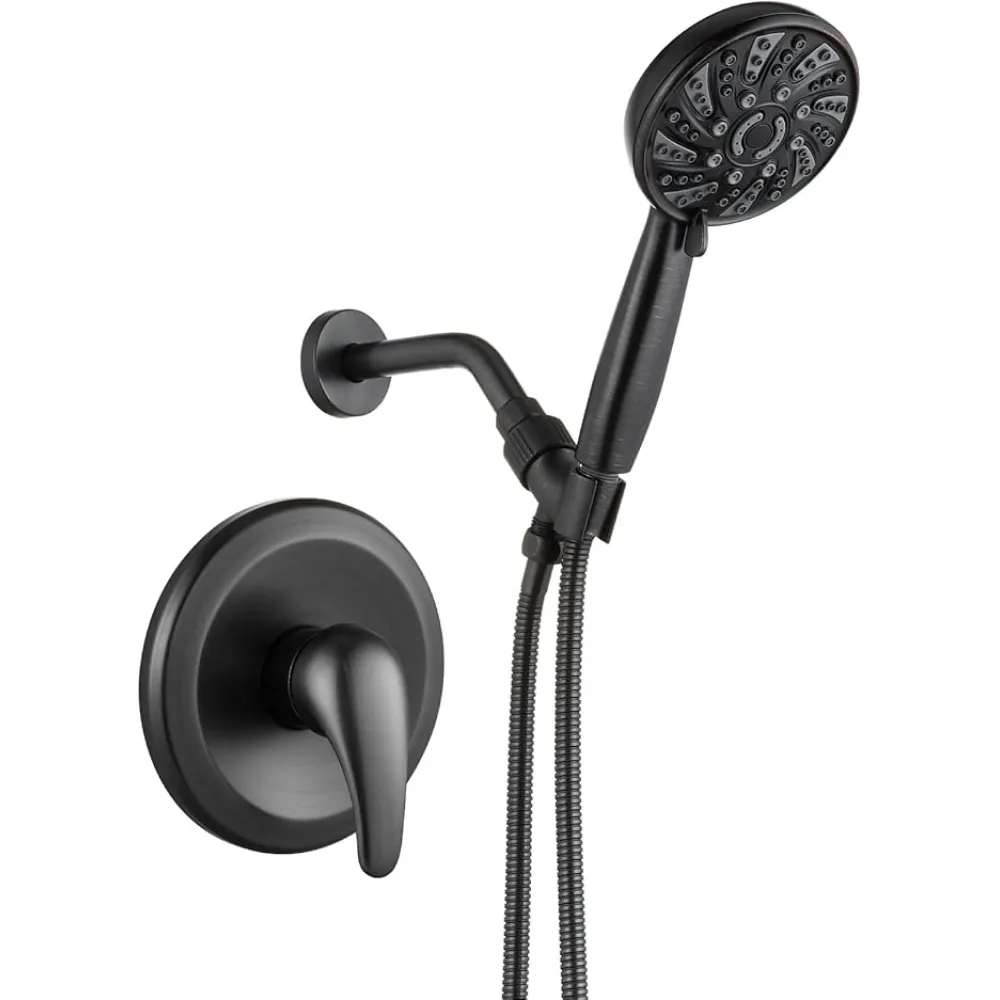 gotonovo Single-Handle Shower Faucet Set Shower Kit with Valve Shower Head and Handle Set Shower Trim Kit with 6 Modes ABS Handheld Shower Fixtures Shower Valve and Trim Kit Oil Rubbed Bronze