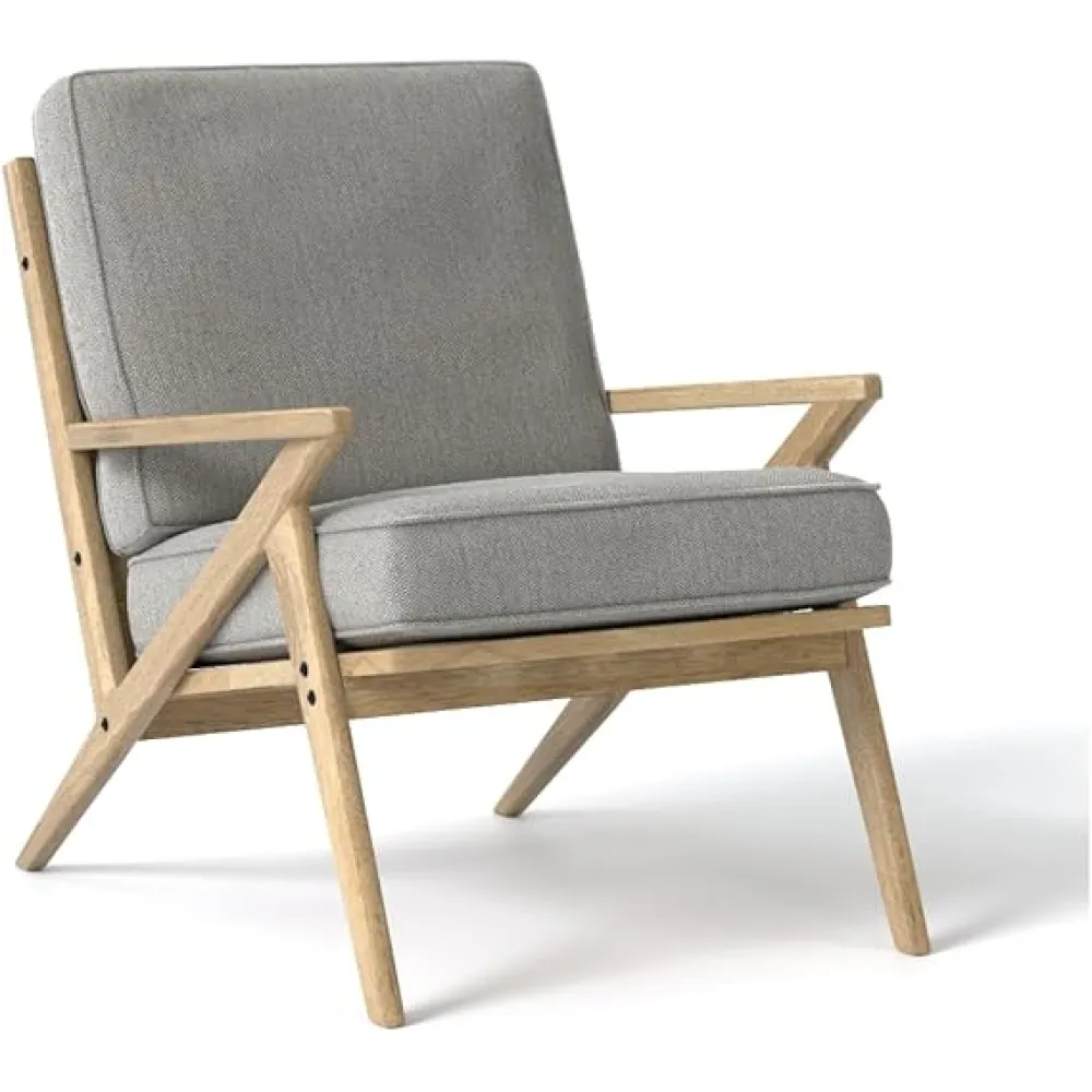 Aria Accent Chair Mid-Century Modern Chair with Pillow Upholstered Lounge Arm Chair with Solid Wood Frame & Soft Cushion for Living Room, Bedroom, Balcony