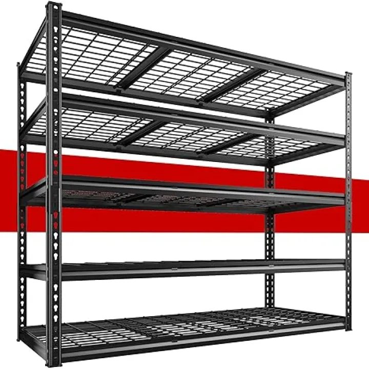 REIBII 55" W Garage Shelving, Heavy Duty Storage Shelves Load 3000LBS, 5 Tier Adjustable Metal Shelving Unit for Basement, Warehouse, Workshop, 55" W x 24" D x 72" H
