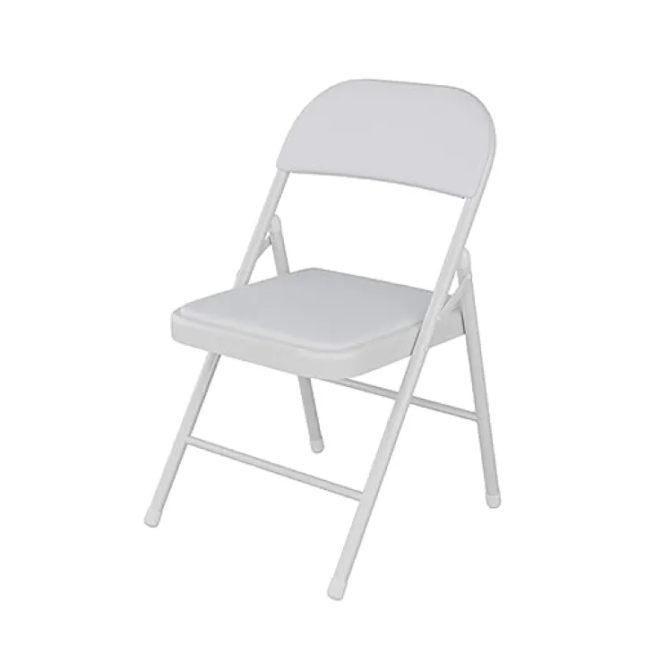 Sedia pieghevole imbottita moderna con robusto telaio in metallo per ufficio o casa, comoda e durevole (bianco)
