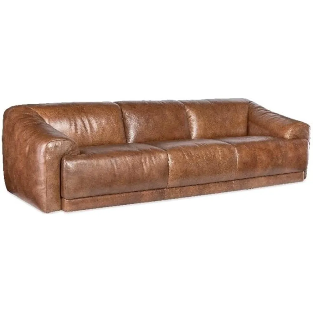 Fleetwood 3-Seat Sofa in Brown Leather by Hooker Furnishings