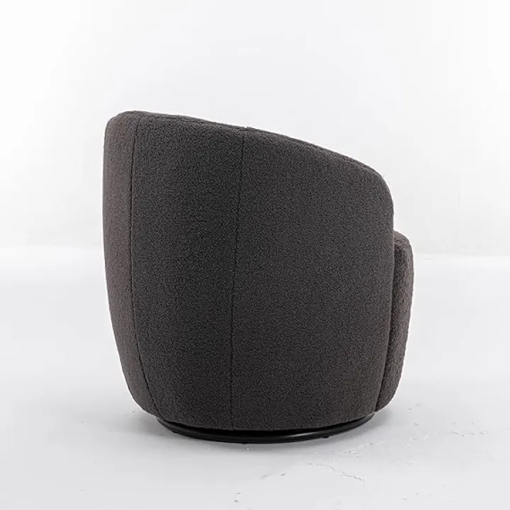 Ball & Cast Modern Swivel Accent Chair,Chenille Upholstered Armchair,Small Single Sofa with Semi-Circular Backrest for Living Room Bedroom Home Office,Yellow