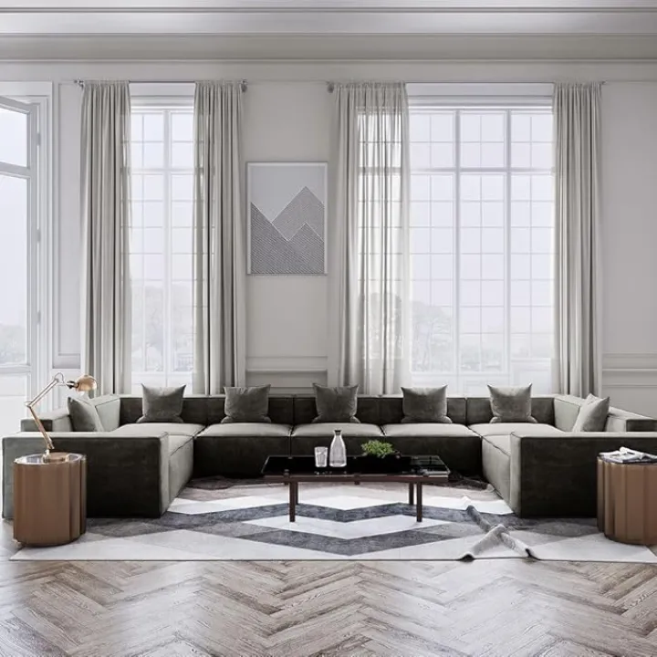 POVISON 171" Modular Sectional Sofa for Living Room Modern Large Sectional Couches Velvet U Shaped Oversized Deep Seat Corner Sofa Set 5 Seats Big Comfy Cloud Couch for House Office